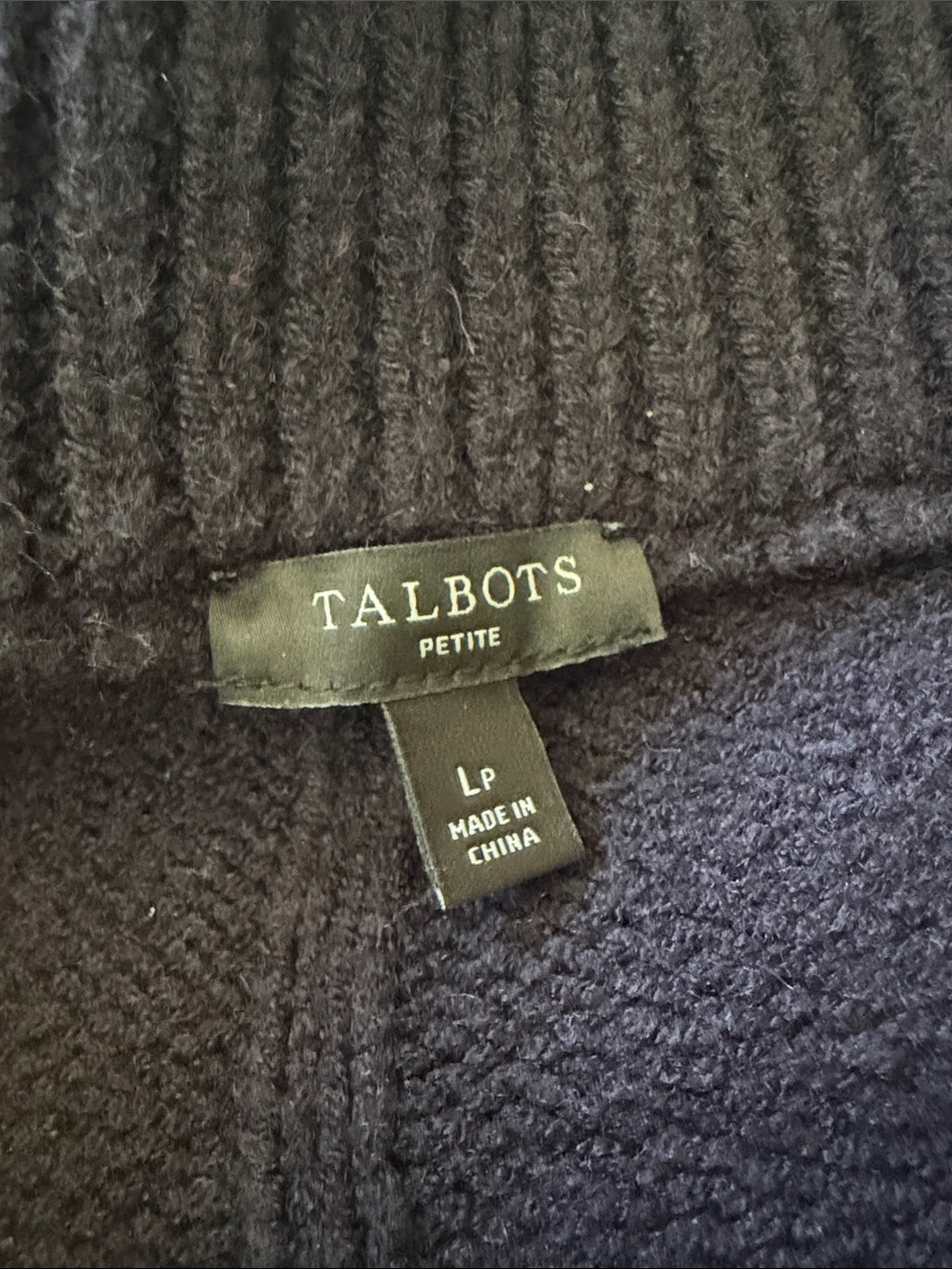 Talbots Navy Cable-Knit Zip Front Cardigan - Picture 3 of 3